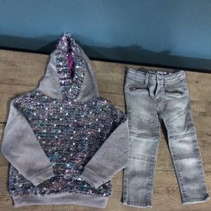 Grey Jeans & Hoodie bundle. Size 2T/2Years.
